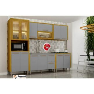 Cozinha Modular Donna 5 Peças - Cinamomo/Cinza - CHF Móveis