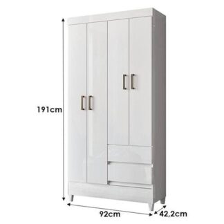 Guarda Roupa Solteiro 4 Portas com Pés Fit Branco Brilho - Santos Andirá