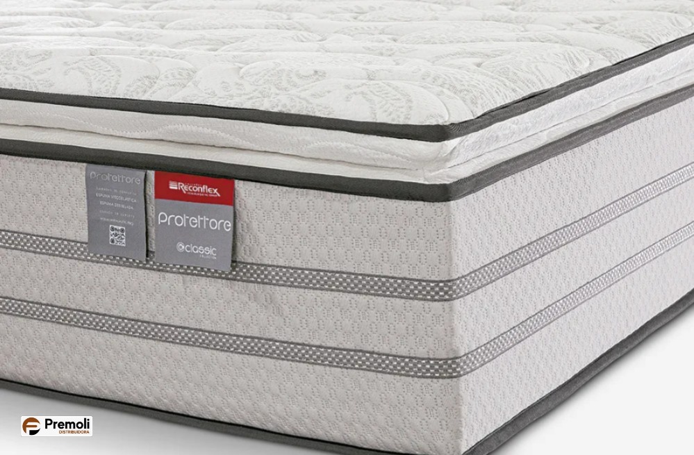 COLCHÃO CASAL MOLA RECONFLEX PROTETTORE PILLOW TOP VISCOELASTICA 138x188x32 - Imagem 4