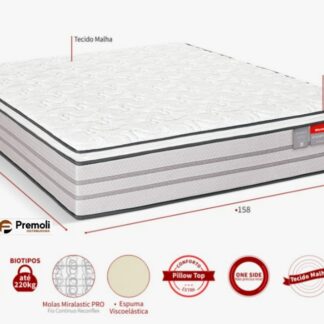 Colchão Queen Protettore Pillow Top Espuma Viscoelástica 158x198x32