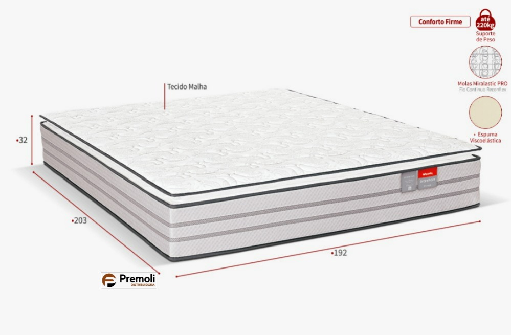 Colchão King Protettore Pillow Top Espuma Viscoelástica 192x203x32