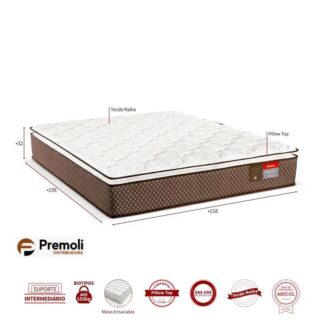 Colchão Queen 158x198x32 Evolution Pillow Top Molas Ensacadas 150Kg Reconflex