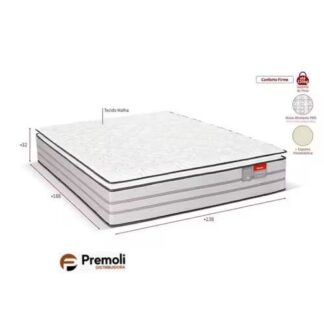 Colchão Protettore Pillow Top Casal 138x188x32  Mola Miralastic Pro 220Kg  Reconflex - Cinza