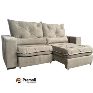 Sofá Retrátil Reclinável Imperador 2.00m Inca 16 Cor Bege   Pillow top de 20 de altura espuma d 28