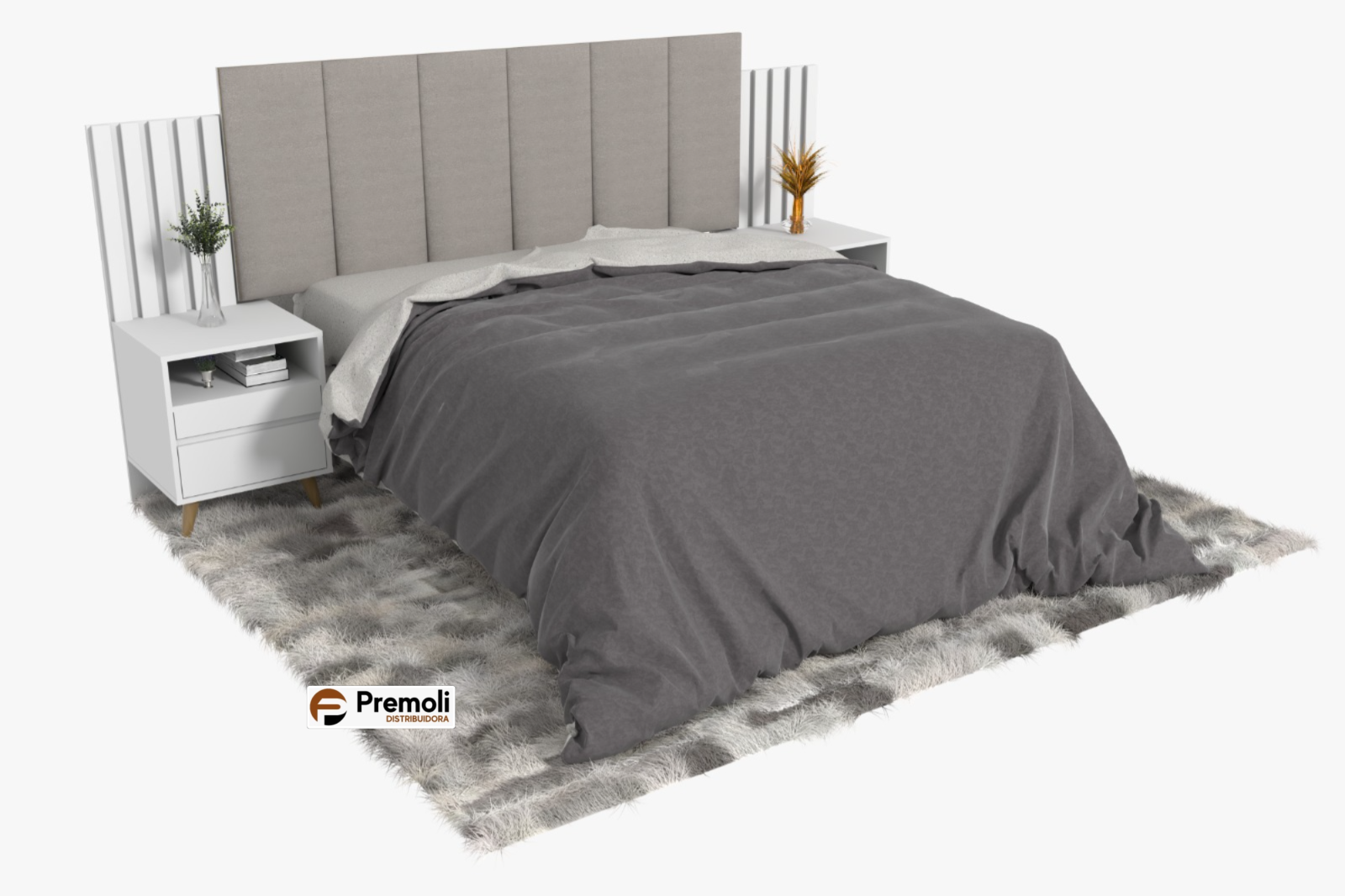 Cabeceira Leme 138x /158x C/2 criado Mudo Cor Branco Avelan Moveis