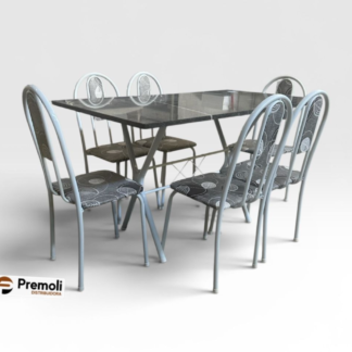 Mesa tubula 061 6 cadeira ane a Cor branca tampo em granito