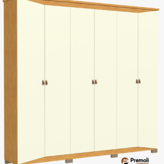 Roupeiro Torino 06 Portas 2.37Cm Cor Freijo/Off  Avelan Moveis