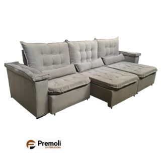 Sofá Retrátil Reclinável Moscou 3.00m Cor Bege   Pode Haver Variação De Cor