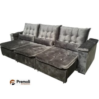 Sofá Retrátil Reclinável Moscou 3.00m Cor Cinza Pode Haver Variação De Cor