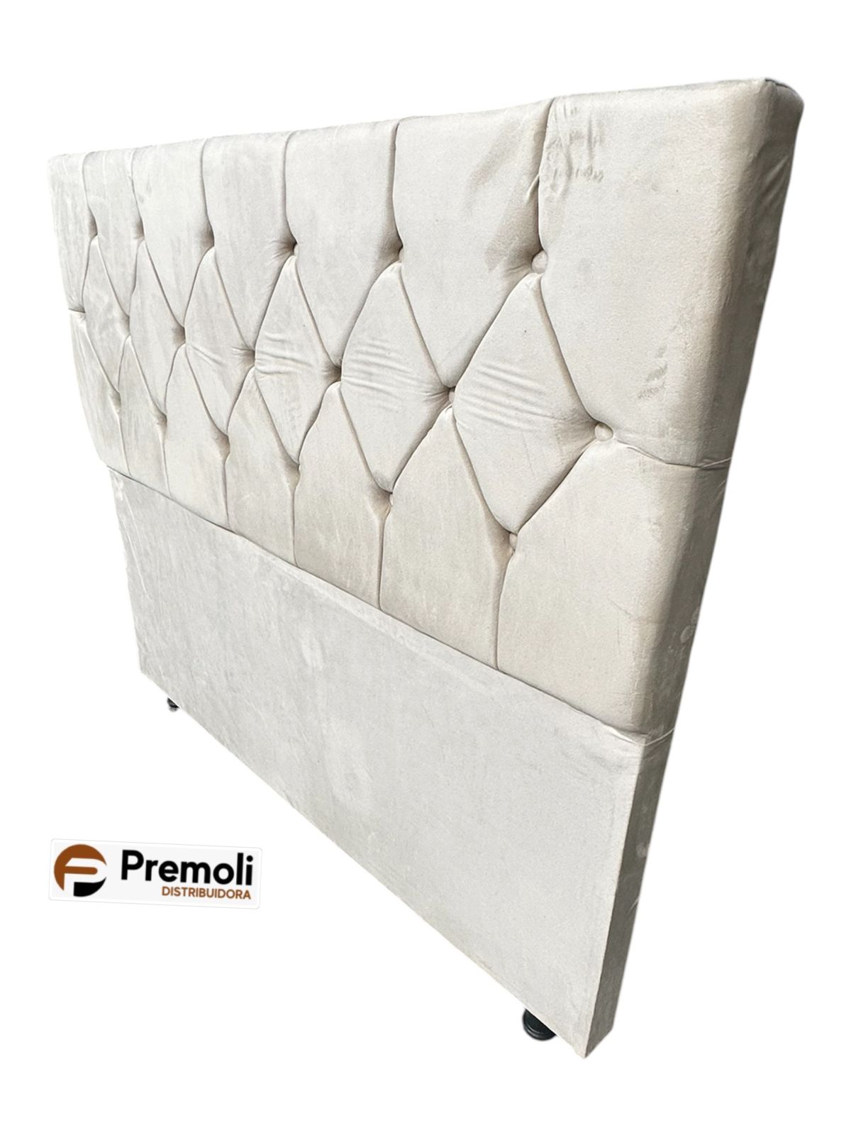 Cabeceira Veneza Estofada Capitone Casal 140x120x10 Cor Bege Areia Premoli Pés Plastico - Imagem 2