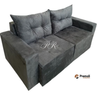 Retrátil 2.00 Guatemala Bi-Partido Encosto Almofadas Solta  Cor Cinza Escura Premoli