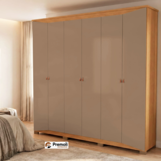 Roupeiro Torino 06 Portas 2.23Cm Cor Freijo/Café Avelan Moveis