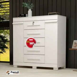Cômoda Diana 2 Portas 5 Gavetas 100% Mdf Branco - Acp Móveis
