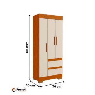 Guarda Roupa Maya  3 Portas e 2 Gavetas  Nature/Off White  - ACP Móveis