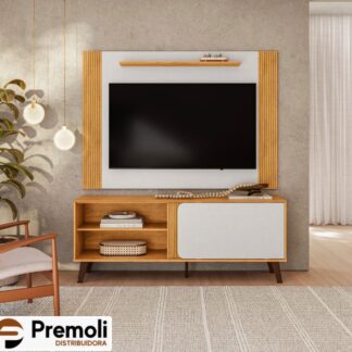 Rack e painel Peter cor Cedro Bali  dj moveis