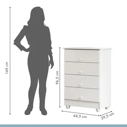 Cômoda de Bebê 4 Gavetas Soft Branco - Tigus Baby - Imagem 2