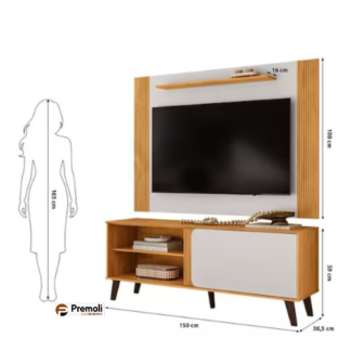 Rack & Painel Peter 1.50 Tv 65  Cor Cedro Bali  Dj moveis
