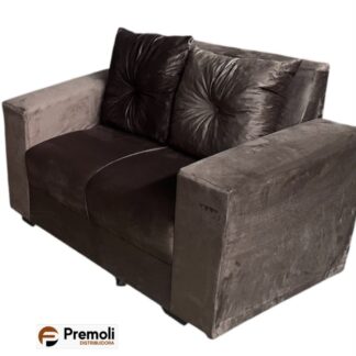 Sofa Pop Bela 2/ Lugares Suede Cor Marrom Escuro – almofadas soltas Pés em Madeira Variação de Tonalidade