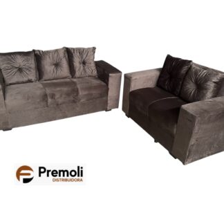 Sofa Pop Bela 2 /3 Lugares Cor Marrom Escuro – almofadas soltas Pés em Madeira Variação de Tonalidade