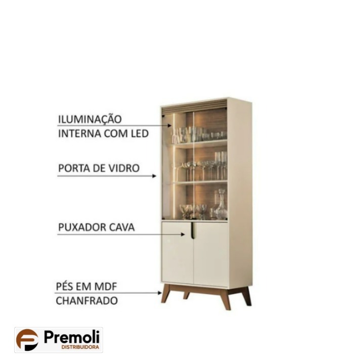 Cristaleira Paraty Off White/Canela Mobler - Imagem 4
