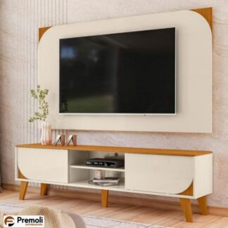 Rack Com Painel Duna Para Tv Até 65 Cinamomo / Off white madetec