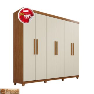 Guarda Roupa Portugal 6 Portas Prime Cinamomo/Arena Off White  Imop