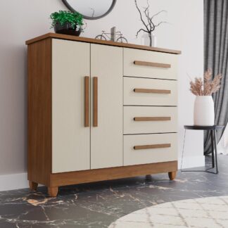 Cômoda 2 Portas 4 Gavetas C/Sapateira Dubai Plus Cinamomo/ areia Móveis Imop