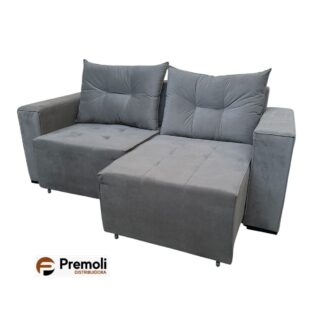 Retrátil 1.90 Guatemala Bi-Partido Encosto Almofadas Solta Cor Cinza Claro Premoli