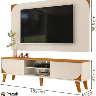 Rack C/ Painel 1.82 Duna Para Tv 65 Cinamomo/Off White Madetec