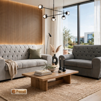 Conjunto Capitone 3x2 Cor Bege Espuma Selada D28 Variação de Tonalidade