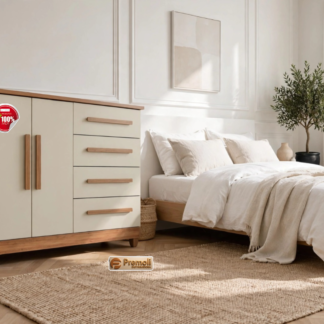 Cômoda 2 Portas 4 Gavetas C/Sapateira Dubai Plus Cinamomo/ areia Móveis Imop