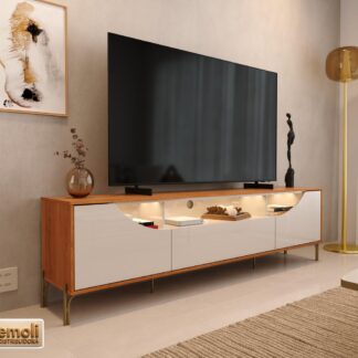 Rack Bancada 210cm com LED TV ATE 85 POLEGADAS PÉS DE FERRO Albi Lukaliam