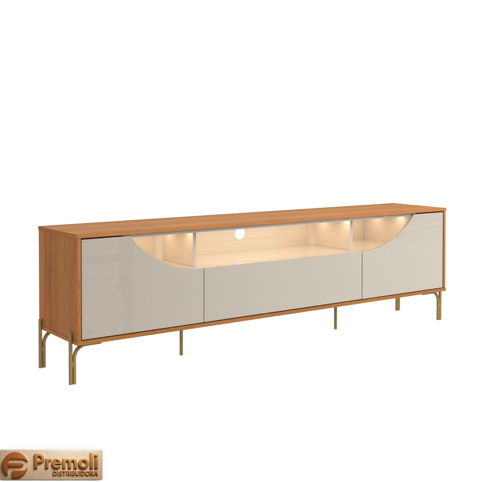 Rack Bancada 210cm com LED TV ATE 85 POLEGADAS PÉS DE FERRO Albi Lukaliam - Imagem 5