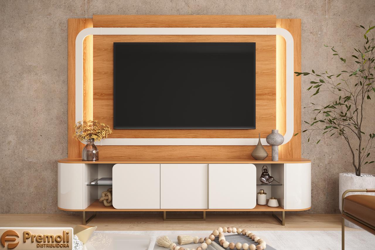 Home Atlanta 240cm Para TV 75 Pol Lukaliam Jequitiba/Off White - Imagem 2