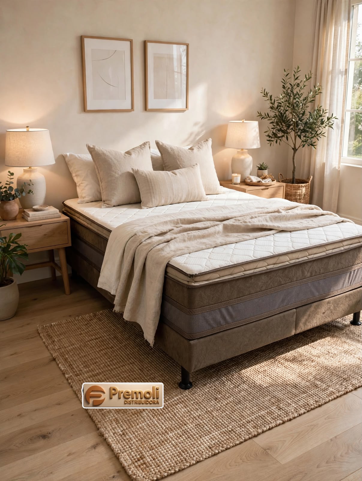 Cama Box D28 Luxo Premoli 138 x 1.88 x Alt. 60 cm Variação de Cor Estamparia Marrom