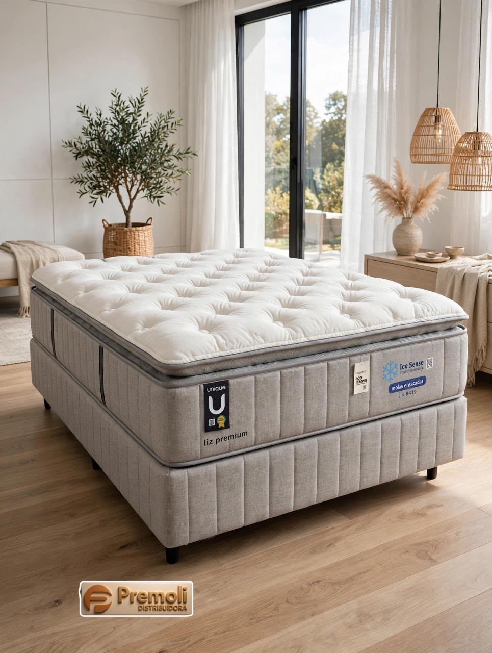 Conjunto Liz Premium 138X188X74 Molas Ensacadas D45 150 kg Plumatex Tecido Aice