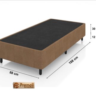 Base Ilheus Solteira 88X188X30  Cor Bege Pés De Madeira