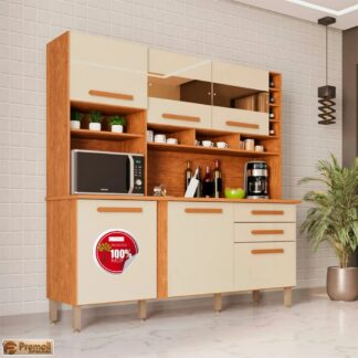 Cozinha Alexia Cor Cinamomo/arena 6 Portas 2 Gavetas C/Espelho Imop Móveis