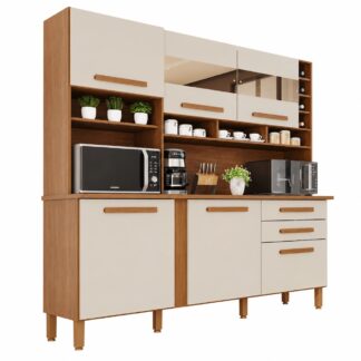 Cozinha Alexia Cor Cinamomo/arena 6 Portas 2 Gavetas C/Espelho Imop Móveis