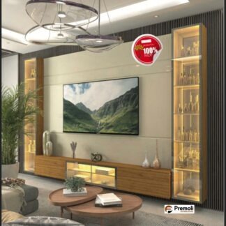 Home TV 90 Polegadas 230 cm com Porta Reflecta LED 100% MDF Luminare – Gelius Móveis