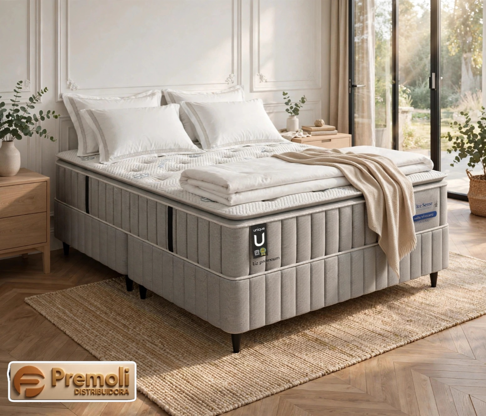 Conjunto Liz Premium 158X198X74 Molas Ensacadas D45 150 kg Plumatex tecido aice