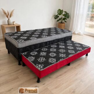 Cama Box Solteiro Com Cama Auxiliar  Espuma  88x188x58cm