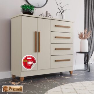 Cômoda 2 Portas 4 Gavetas C/Sapateira Dubai cor  areia  Imop