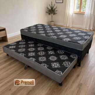 Cama Box Solteiro Com Cama Auxiliar Espuma 88x188x58cm Cor Preta