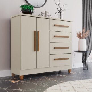 Cômoda 2 Portas 4 Gavetas C/Sapateira Dubai cor  areia  Imop