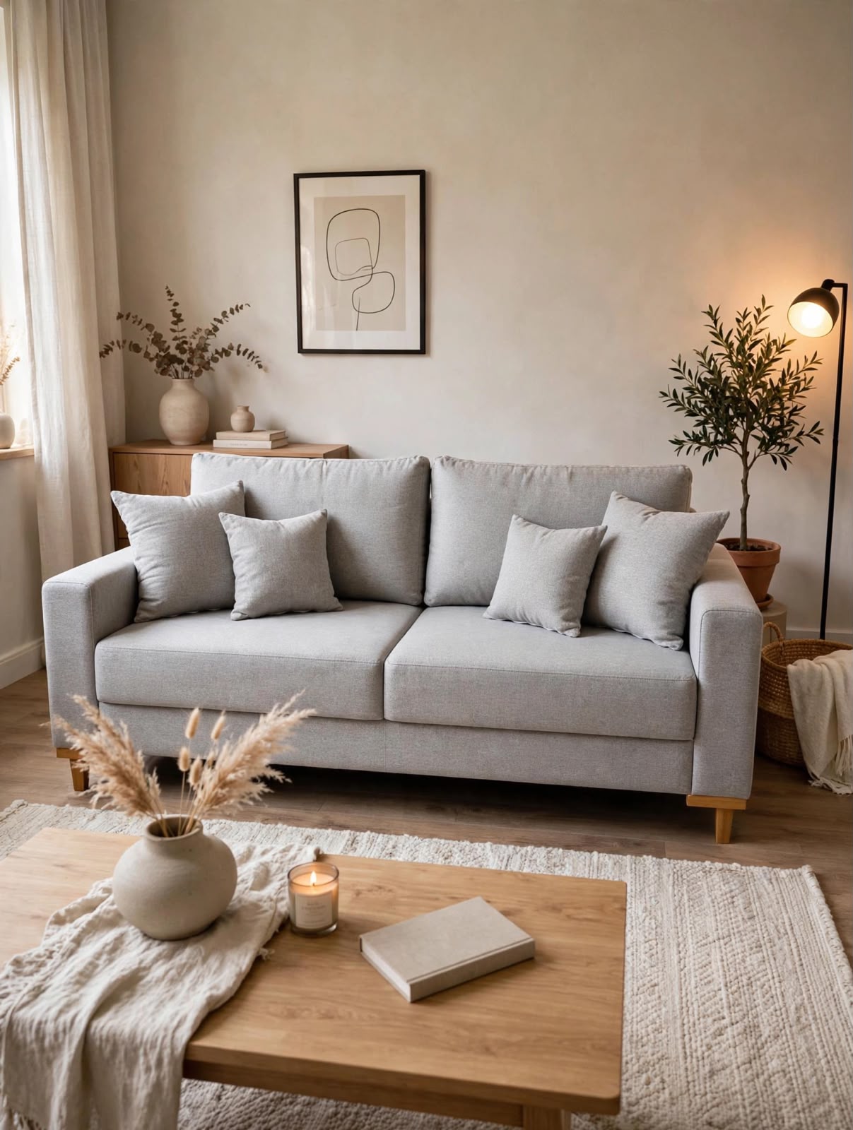 Sofá Living Mensdoza Assento 10Cm Espuma 2.00m Molas Bonel Cor Cinza Pés Y de Madeira Movelart - Imagem 2