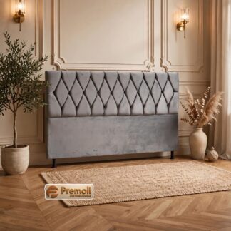 Cabeceira Veneza Capitone 200x120x10 Cor Cinza Premoli Pés Plastico