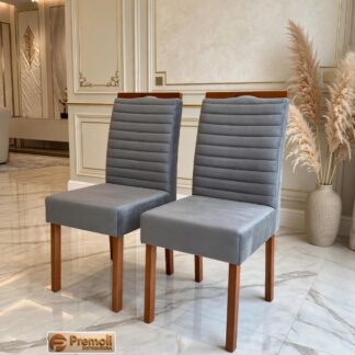 Kit 2 Cadeira Sala Janta 1539 9 Linhas Cor Joly  Cinza 335