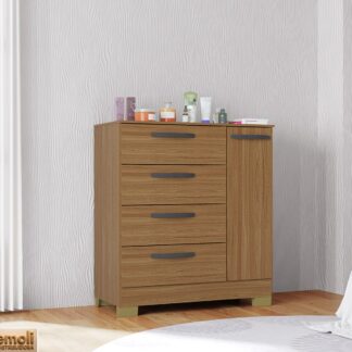 Cômoda 1 Porta 4 Gavetas cinamomo  – Poquema