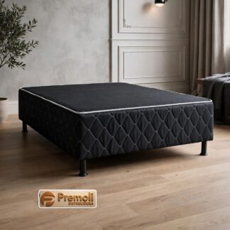 Base Luxo Bordada Chapeada Espuma Em Cima Da Chapa 138x188x30 Cor Preta